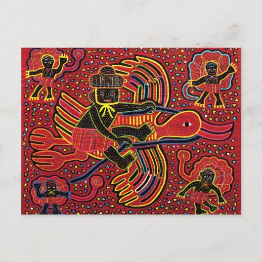 Kuna Indian Stork Bringing Baby Design Briefkaart (Voorkant)