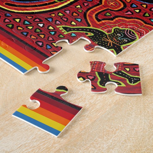 Kuna Indian Stork Bringing Baby Design Legpuzzel (Zijkant)