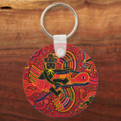 Kuna Indian Stork Bringing Baby Design Sleutelhanger (Voorkant)