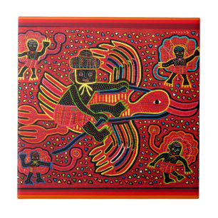 Kuna Indian Stork Bringing Baby Design Tegeltje