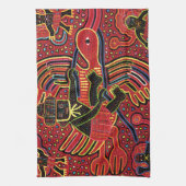 Kuna Indian Stork Bringing Baby Design Theedoek (Verticaal)