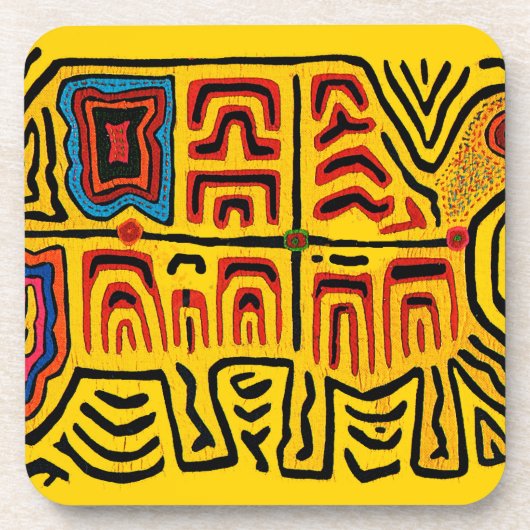 Kuna Indian Tribal Walking Turtle Drankjes Onderzetter (Voorkant)