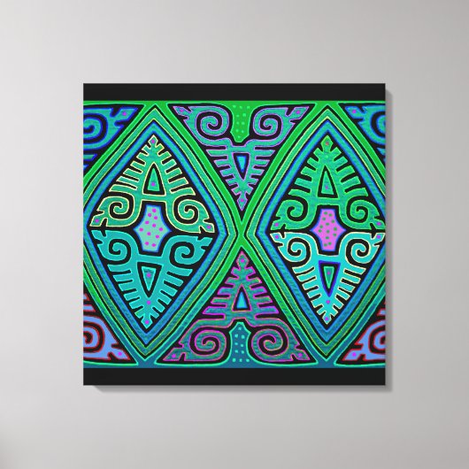 Kuna Indiase Diamond Mola Canvas Afdruk (Voorkant)