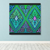 Kuna Indiase Diamond Mola Canvas Afdruk (Insitu (Houten vloer))