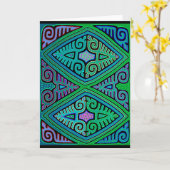 Kuna Indiase Diamond Mola Kaart (Gele Bloem)