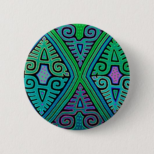 Kuna Indiase Diamond Mola Ronde Button 5,7 Cm (Voorkant)