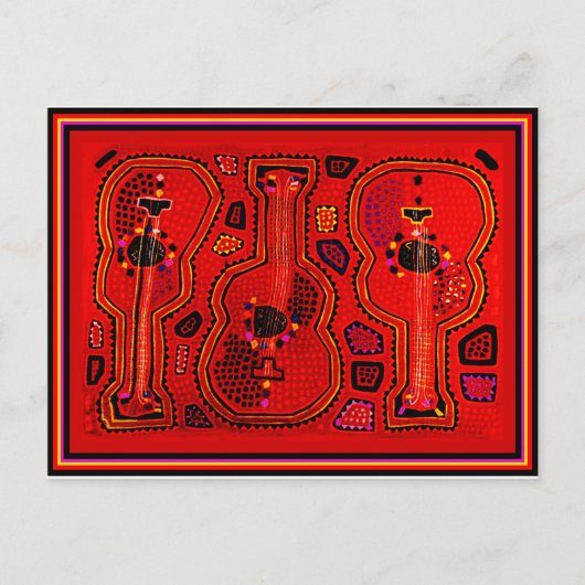 Kuna Indiase Gitaren Briefkaart (Voorkant)