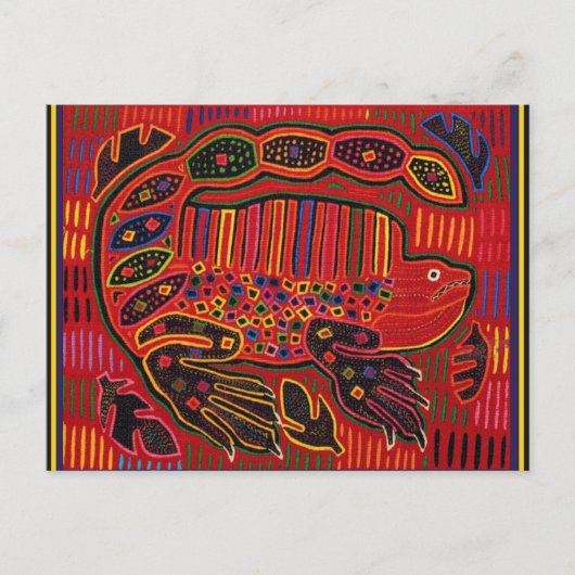 Kuna Indiase Iguana Mola Briefkaart (Voorkant)