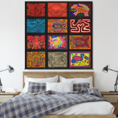 Kuna Indiase Mola Collage Canvas Afdruk (Insitu (Slaapkamer))