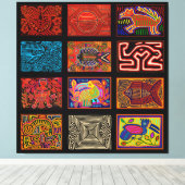 Kuna Indiase Mola Collage Canvas Afdruk (Insitu (Houten vloer))