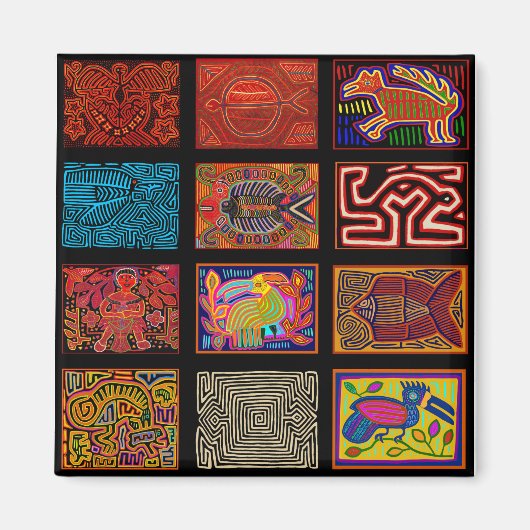 Kuna Indiase Mola Collage Magneet (Voorkant)