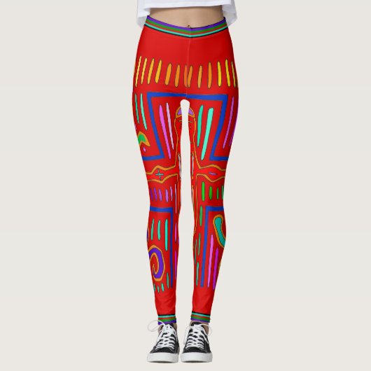 Kuna Indiase Mola Cross Leggings (Voorkant)