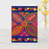 Kuna Indiase Mola Flora Kaart (Gele Bloem)