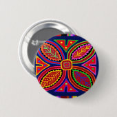 Kuna Indiase Mola Flora Ronde Button 5,7 Cm (Voorkant /achterkant)