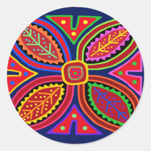 Kuna Indiase Mola Flora Ronde Sticker