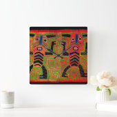 Kuna Indiase Mola geïnspireerd ontwerp wandklok (Huis)