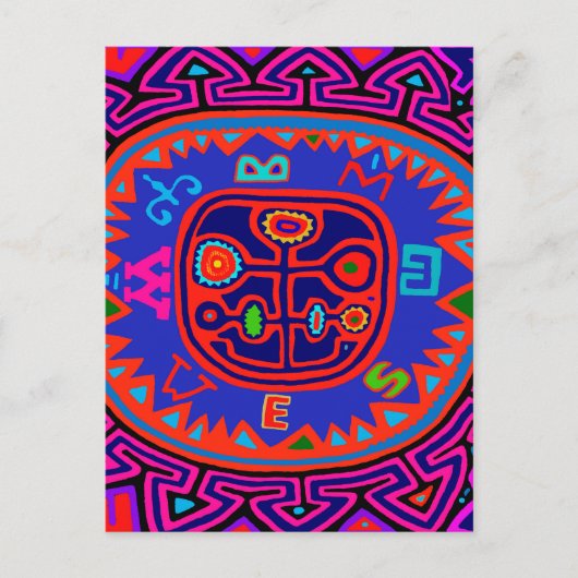 Kuna Indiase Mola Kompas Briefkaart (Voorkant)