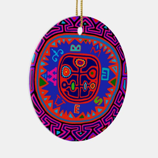 Kuna Indiase Mola Kompas Keramisch Ornament (Rechts)