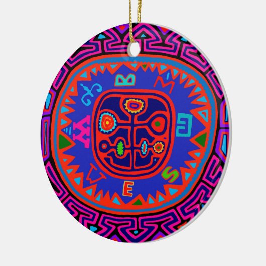 Kuna Indiase Mola Kompas Keramisch Ornament (Links)