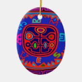 Kuna Indiase Mola Kompas Keramisch Ornament (Voorkant)