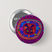 Kuna Indiase Mola Kompas Ronde Button 5,7 Cm (Voorkant /achterkant)