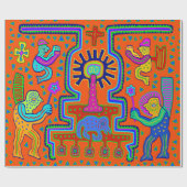 Kuna Indiase Mola Rituele Gift Wrap Cadeaupapier (Vlak)