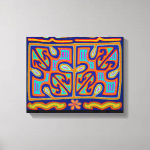 Kuna Indiase muziekdoos - San Blas Mola Canvas Afdruk