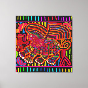 Kuna Indiase Vriendelijke Draak Mola Canvas Afdruk