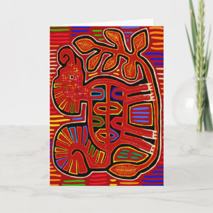 Kuna Indische Baby Olifant - Mola Folk Art Kaart