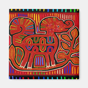 Kuna Indische Baby Olifant - Mola Folk Art Magneet