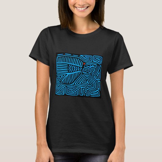 Kuna Indische Blauwe Vogel T-shirt (Voorkant)