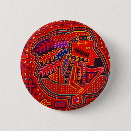 Kuna Indische man in kano Ronde Button 5,7 Cm (Voorkant)