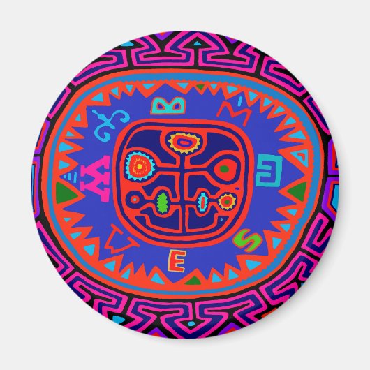 Kuna Indische Mola Kompas Magneet (Voorkant)