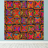 Kuna Indische Mola Stam-checks - Rood Canvas Afdruk (Insitu (Houten vloer))