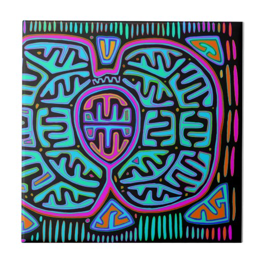 Kuna Indische Vlinder Tegeltje (Voorkant)