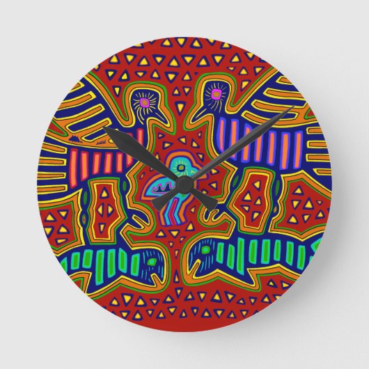 Kuna Indische vogels met vis Ronde Klok (Voorkant)