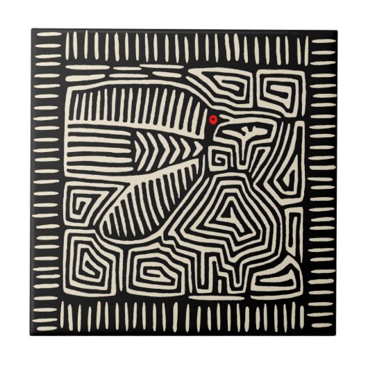 Kuna Indische Zwarte Vogel Tegel Tegeltje (Voorkant)