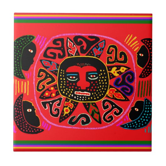 Kuna Tribal Del Sol Tegeltje (Voorkant)