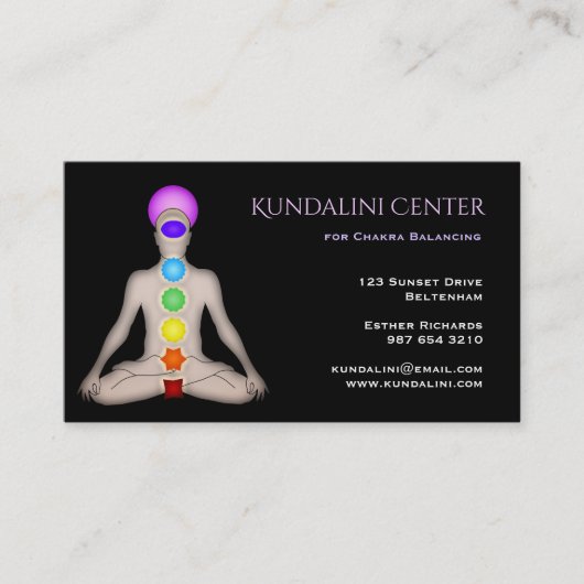 Kundalini Centre for Chakra Balancing Visitekaartje (Voorkant)