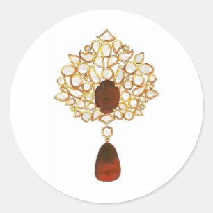 Kundan & ruby brooch ronde sticker