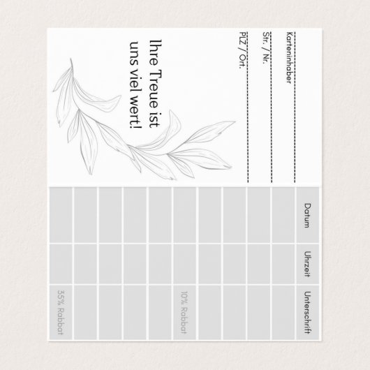 Kundekarte, Treuepass, Bonuskarten für Schönheit Visitekaartje (Binnenkant ongevouwen)