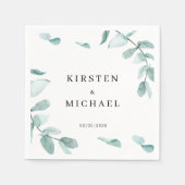 Kundenspezifisch Elegant Eukalyptus Grün Weiß Servet (Voorkant)