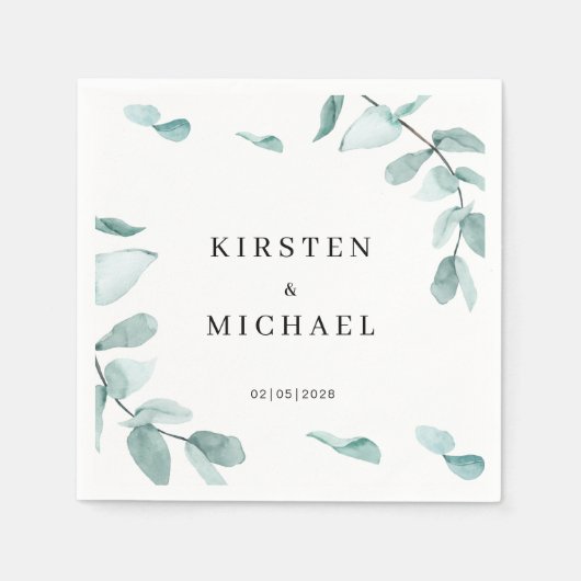 Kundenspezifisch Elegant Eukalyptus Grün Weiß Servet (Voorkant)