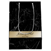 Kundenspezifisch Elegant Marmor Gold Medium Cadeauzakje (Achterkant)