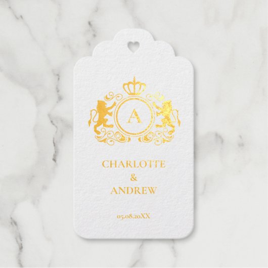 Kundenspezifisch Logo Monogramm Wappen Löwen Gummi Cadeaulabels (Voorkant)
