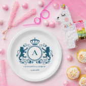 Kundenspezifisch Logo Monogramm Wappen Löwen   Papieren Bordje (Feest)