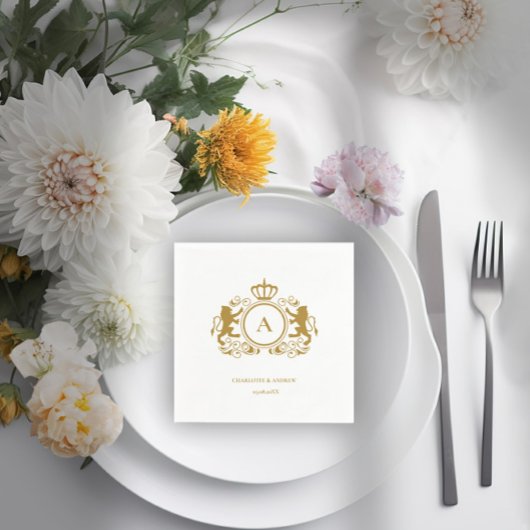 Kundenspezifisch Logo Monogramm Wappen Löwen Servet