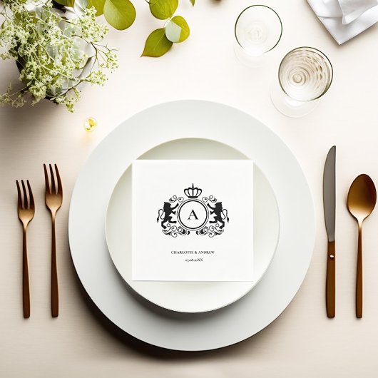 Kundenspezifisch Logo Monogramm Wappen Löwen Servet