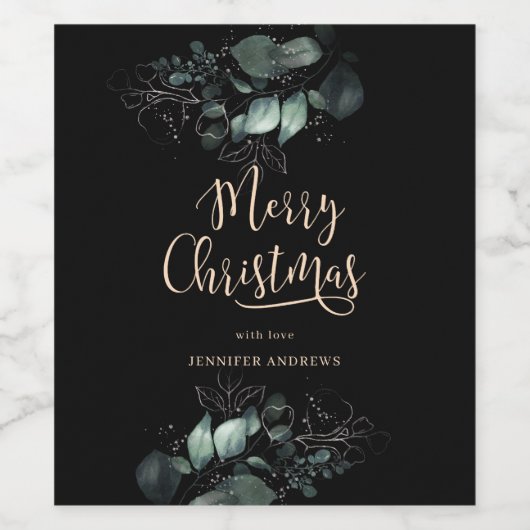 Kundenspezifisch Merry Christmas Greenery Wijn Etiket (Enkel label)