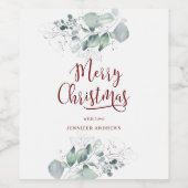 Kundenspezifisch Merry Christmas Greenery Wijn Etiket (Enkel label)